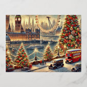 Carte Postale De Vacances En Aluminium Snowy Big Ben & Festive London Skyline (Recto)