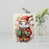 Carte Postale De Vacances En Aluminium Souris de Noël 1 (Debout devant)
