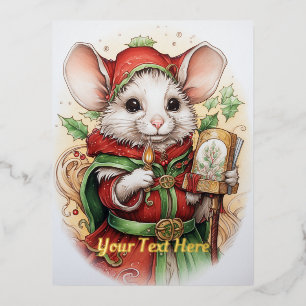 Carte Postale De Vacances En Aluminium Souris de Noël 48