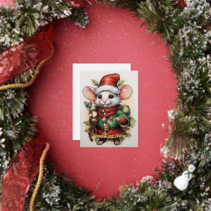 Carte Postale De Vacances En Aluminium Souris de Noël 50