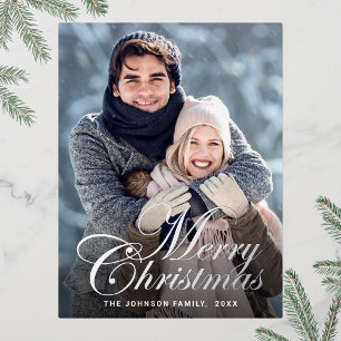 Carte Postale De Vacances En Aluminium Sparkel Christmas PHOTO Greeting Silver