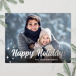Carte Postale De Vacances En Aluminium Sparkel Christmas PHOTO Greeting Silver