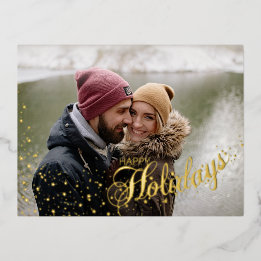 Carte Postale De Vacances En Aluminium Starry Magical Happy Holidays Typographie | 2 phot