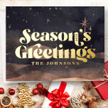 Carte Postale De Vacances En Aluminium Starry Night Winter Sky Modern Elegant Chic<br><div class="desc">Design is composed of starry night winter sky background with vintage style bold serif 

Available here:
http://www.zazzle.com/store/selectpartysupplies</div>