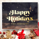 Carte Postale De Vacances En Aluminium Starry Night Winter Sky Moderne Élégant Chic<br><div class="desc">Design est composé d'un arrière - plan étoilé ciel d'hiver avec style vintage courageux serif Disponible ici : http://www.zazzle.com/store/selectpartysupplies</div>