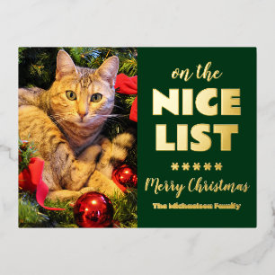 Carte Postale De Vacances En Aluminium Sur la belle liste de Noël Chat Pet Photo