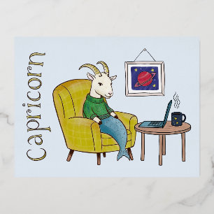 Carte Postale De Vacances En Aluminium Symbole étoile Capricorne étoile de chèvre de mer