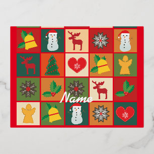 Carte Postale De Vacances En Aluminium Symboles de Noël Medley Art Thunder_Cove