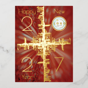 Carte Postale De Vacances En Aluminium Symétrie de ville - or - Logo nouvel an 2026