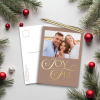 Taupe moderne Joyeux Noël Foil Photo