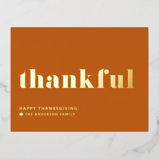 Carte Postale De Vacances En Aluminium Thanksgiving Orange Retro Typographie (Recto)