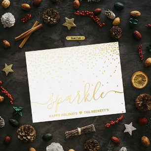 Carte Postale De Vacances En Aluminium Trendy Typography "Sparkle" Christmas Real