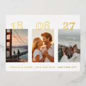 Carte Postale De Vacances En Aluminium Trois Photo Enregistrer La Date Mariage (Recto)