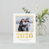 Carte Postale De Vacances En Aluminium Typographie 2025 Joyeux Nouvel An Photo (Debout devant)