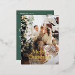 Carte Postale De Vacances En Aluminium Typographie botanique moderne et élégante sauge ve<br><div class="desc">Photo moderne à fond saigné élégant rustique aquarelle séchée botanique floral teintes muettes carte de Noël. Sage vert,  chasseur vert,  noir,  blanc et marron moderne sur mode colorway.</div>