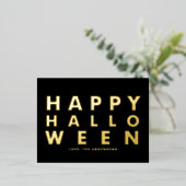 Carte Postale De Vacances En Aluminium Typographie moderne audacieuse Black Happy Hallowe (Debout devant)