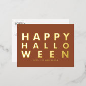 Carte Postale De Vacances En Aluminium Typographie moderne audacieuse Terracotta Happy Ha (Recto/Verso)