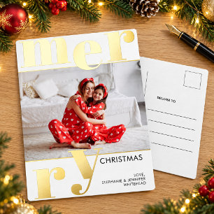 Carte Postale De Vacances En Aluminium Typographie moderne et audacieuse Joyeux Noël phot
