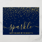 Carte Postale De Vacances En Aluminium Typographie tendance "Sparkle" Noël réel (Recto)