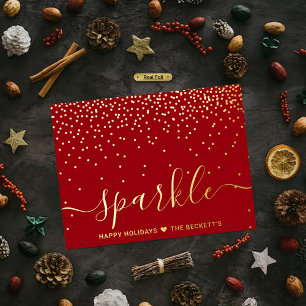 Carte Postale De Vacances En Aluminium Typographie tendance "Sparkle" Noël réel