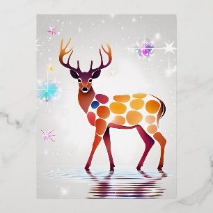 Carte Postale De Vacances En Aluminium Un cerf aux taches qui se transforment en étoiles