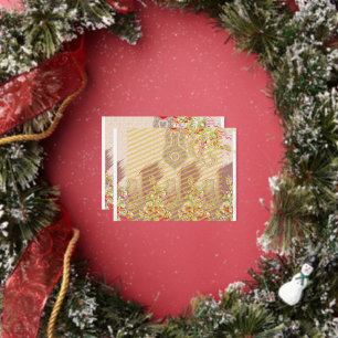 Carte Postale De Vacances En Aluminium un design de vase rouge avec des fleurs dessus