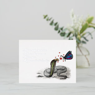 Carte Postale De Vacances En Aluminium Valentine's Day Card – Snake and Butterfly love