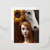 Carte Postale De Vacances En Aluminium Verre brillant lisse Rechercher Cheval Hyper-Réali (Recto/Verso)