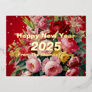 Carte Postale De Vacances En Aluminium Vintage Floral Bonne année 2025