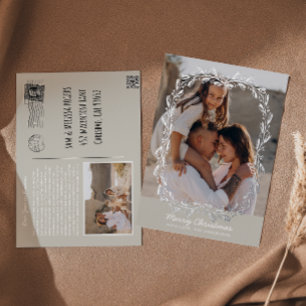 Carte Postale De Vacances En Aluminium Vintage Floral Frame Real Foil 2 Photo Noël