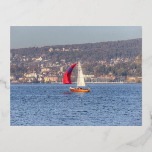 Carte Postale De Vacances En Aluminium Voile Sur Le Lac De Zurich