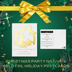 Carte Postale De Vacances En Aluminium Vous êtes invité Noël Nativité Or Noël 