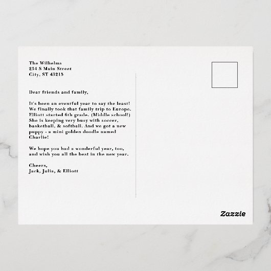 Carte postale de vacances en écriture joyeuse avec (Verso)