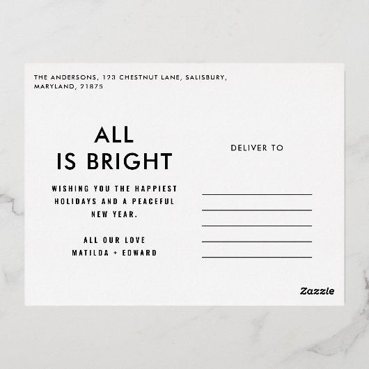 carte postale de vacances en feuille d'aluminium é (Verso)