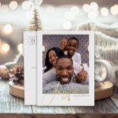 Carte postale de vacances en feuille d'or Joyeuse 