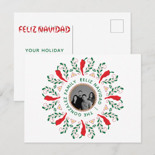 Carte postale de vacances Feliz Navidad avec photo (Devant / Derrière)