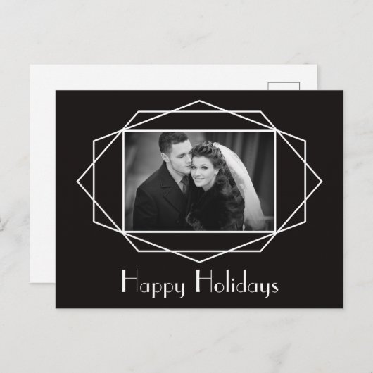 Carte postale de vacances géométrique Art Déco noi (Devant / Derrière)