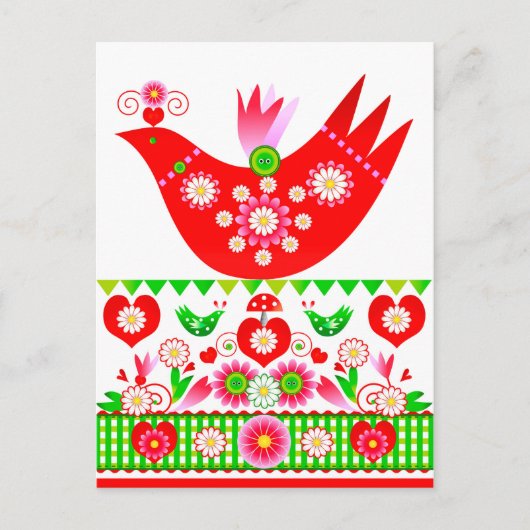 Carte postale de vacances oiseau scandinave modern (Devant)