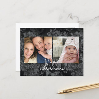 Carte postale de vacances papier peint floral fonc