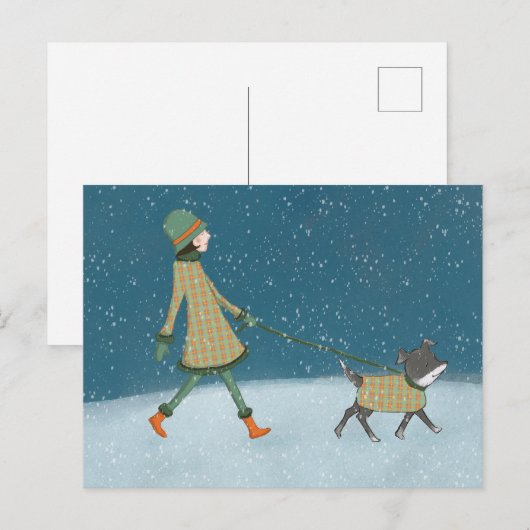 Carte postale de vacances pour chiens d'hiver (Devant / Derrière)