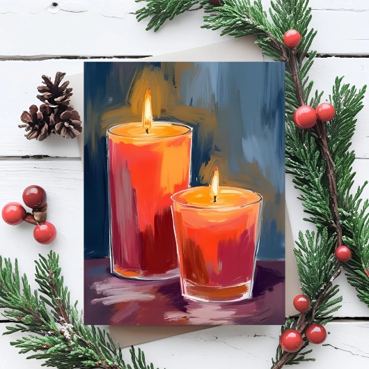 Carte postale de vacances Red Candles Watercolor H