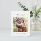 Carte postale de vacances rustique monogramme (Debout devant)