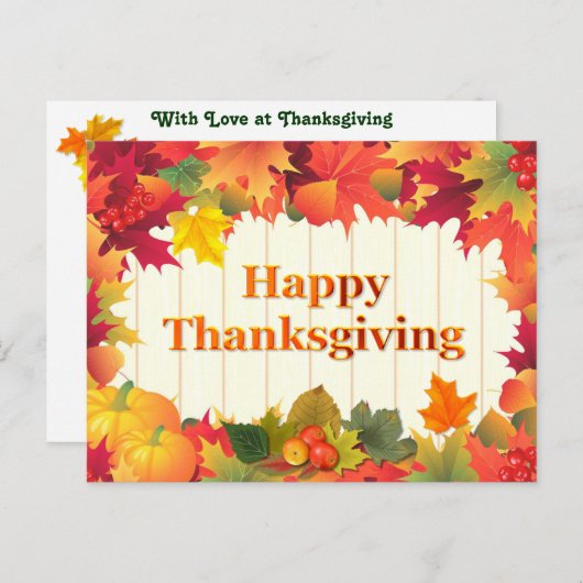 Carte postale de vacances Thanksgiving (Devant / Derrière)