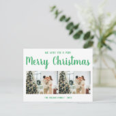 Carte postale de vacances verte | Joyeux Noël mode (Debout devant)