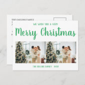 Carte postale de vacances verte | Joyeux Noël mode (Devant / Derrière)