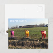 Carte postale de vaches colorées du Danemark ! (Devant / Derrière)