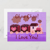 Carte postale de Valentine de train de Choo Choo (Devant / Derrière)