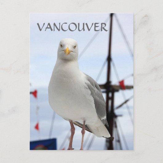 Carte postale de Vancouver, Seagull et Boat (Devant)
