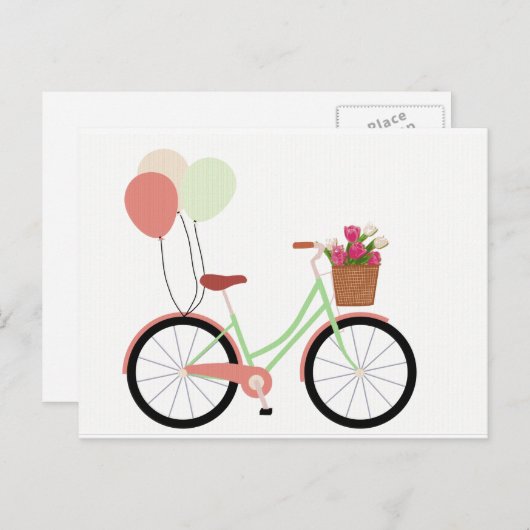 Carte postale de vélo de printemps (Devant / Derrière)