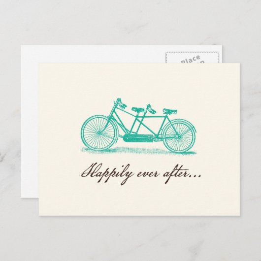 Carte postale de vélo tandem pour Save the Date (Devant / Derrière)